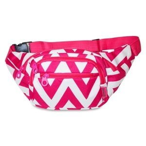 Pink Chevron Multi Zip Pocket Fanny Pack BB525